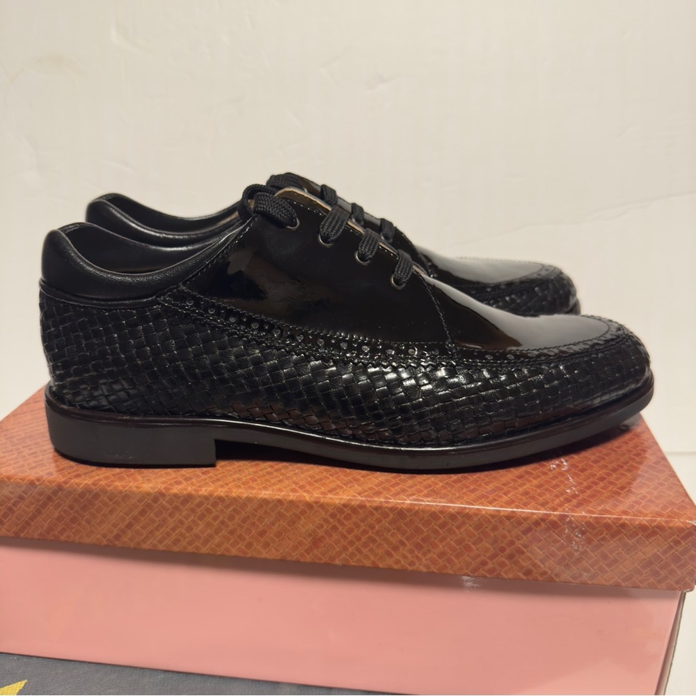 AEROGREEN Linate Black Patent Woven Golf Shoes RT 1100 Womens - Picture 2 of 9